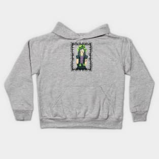 Goth Girl Branch Frame Green Hat Kids Hoodie